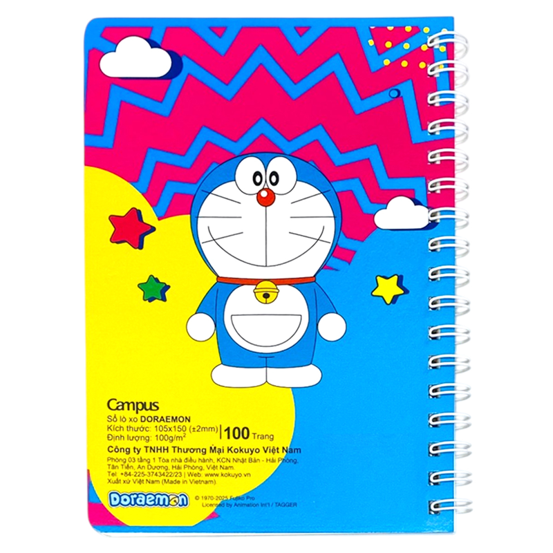 Campus - Sổ Lò Xo Doraemon Không In Dòng Kẻ 100 Trang RN-A6X100DOR-01 (Giao mẫu ngẫu nhiên)