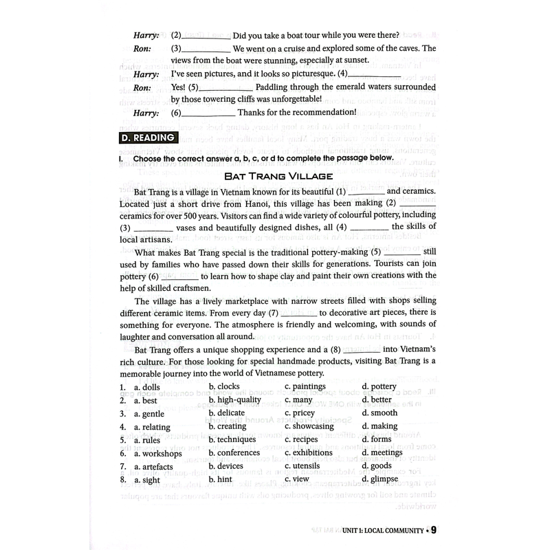 Bài Tập Tiếng Anh 9 (Không Đáp Án)(dùng Chung Bộ Sách Global Success)
