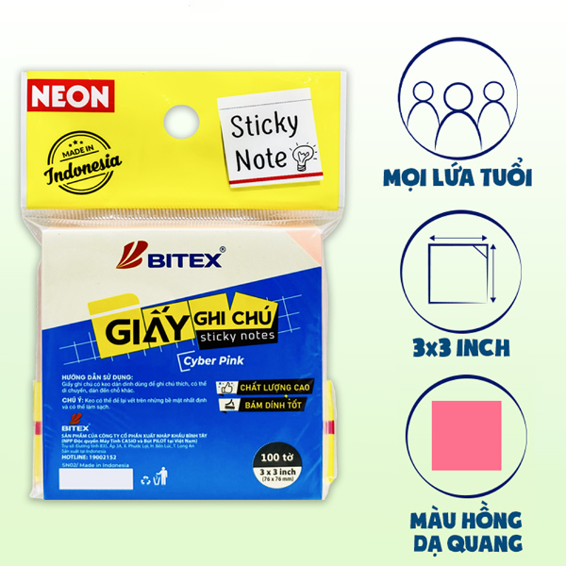 Bitex - Túi Giấy Ghi Chú 100 Tờ 3x3inch SN02 Màu Xanh Lá