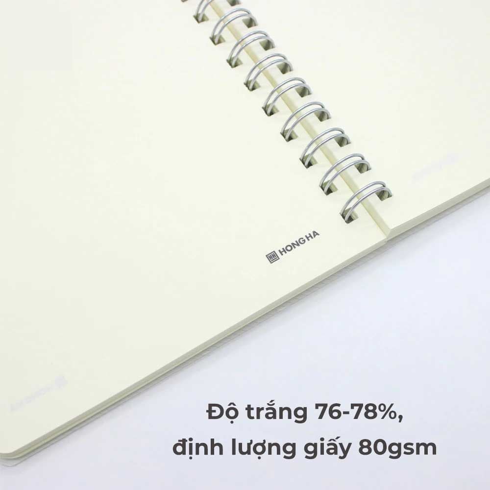 Hồng Hà Sổ Lò Xo Bìa Nhựa Trong B5, 200TR, ĐL: 80/76-78 (Ruột Trắng)