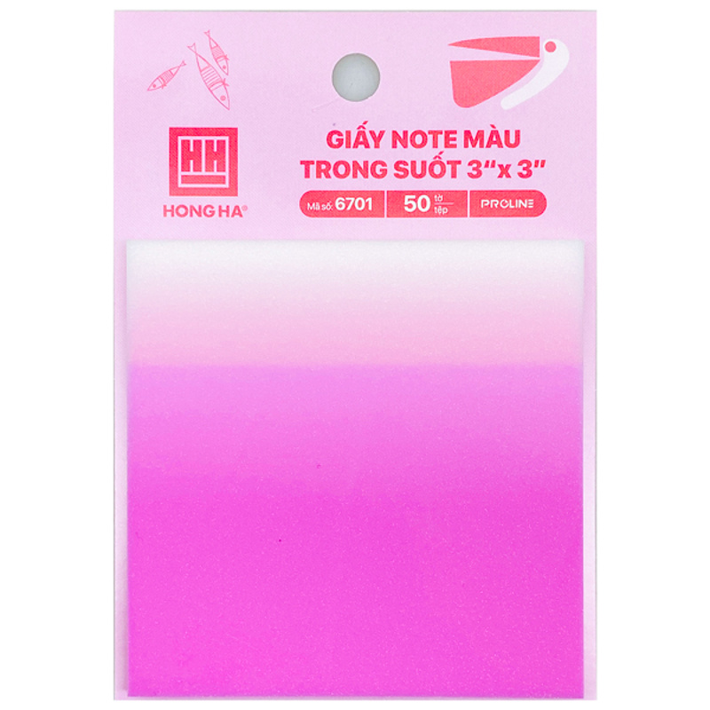 Hồng Hà - Giấy Note Màu Pastel Trong Suốt 3x3inch (Giao màu ngẫu nhiên)