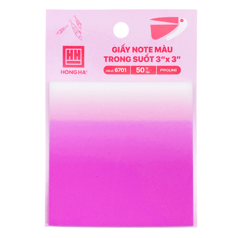 Hồng Hà - Giấy Note Màu Pastel Trong Suốt 3x3inch (Giao màu ngẫu nhiên)
