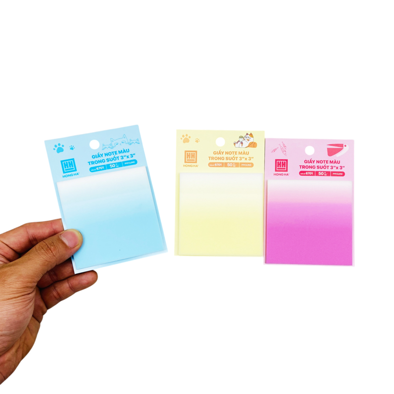 Hồng Hà - Giấy Note Màu Pastel Trong Suốt 3x3inch (Giao màu ngẫu nhiên)