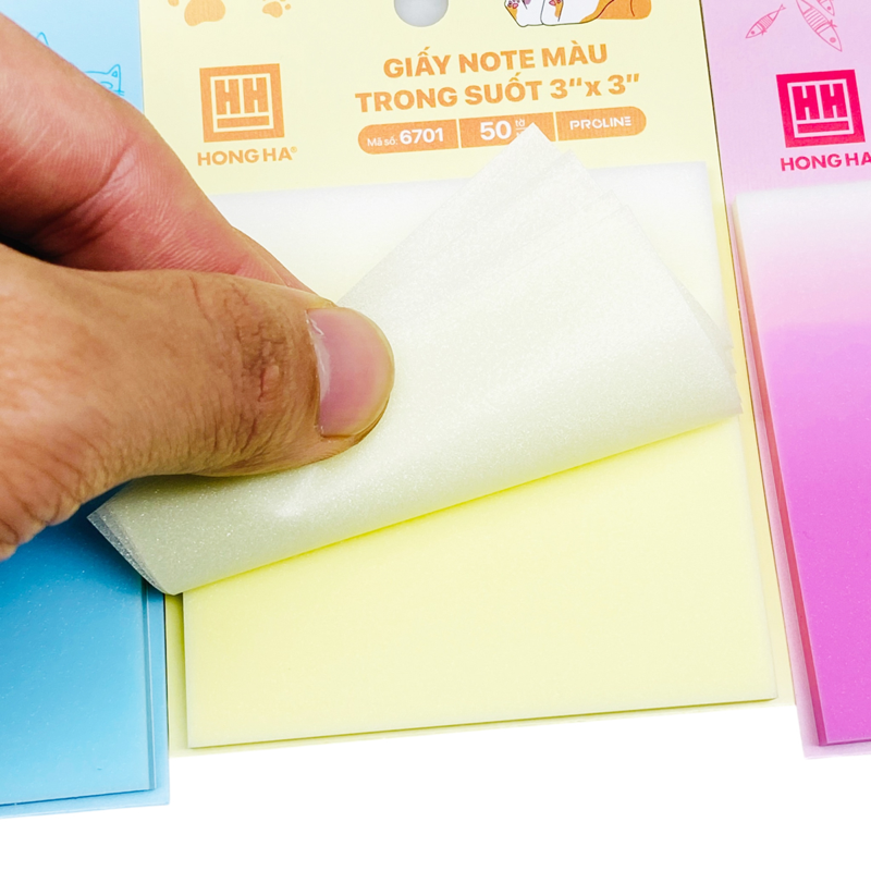 Hồng Hà - Giấy Note Màu Pastel Trong Suốt 3x3inch (Giao màu ngẫu nhiên)
