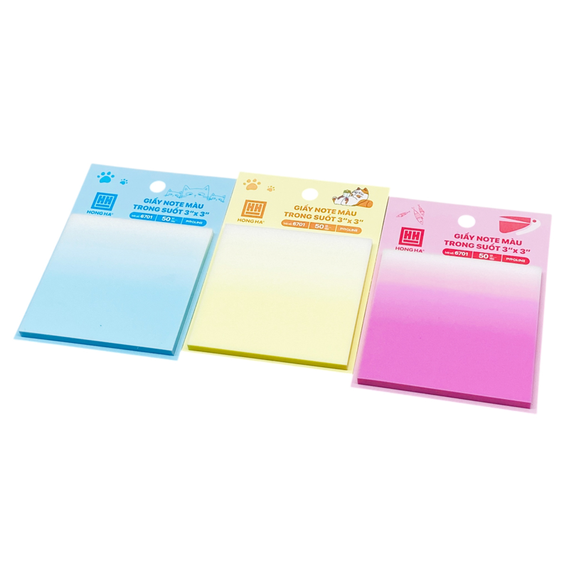 Hồng Hà - Giấy Note Màu Pastel Trong Suốt 3x3inch (Giao màu ngẫu nhiên)