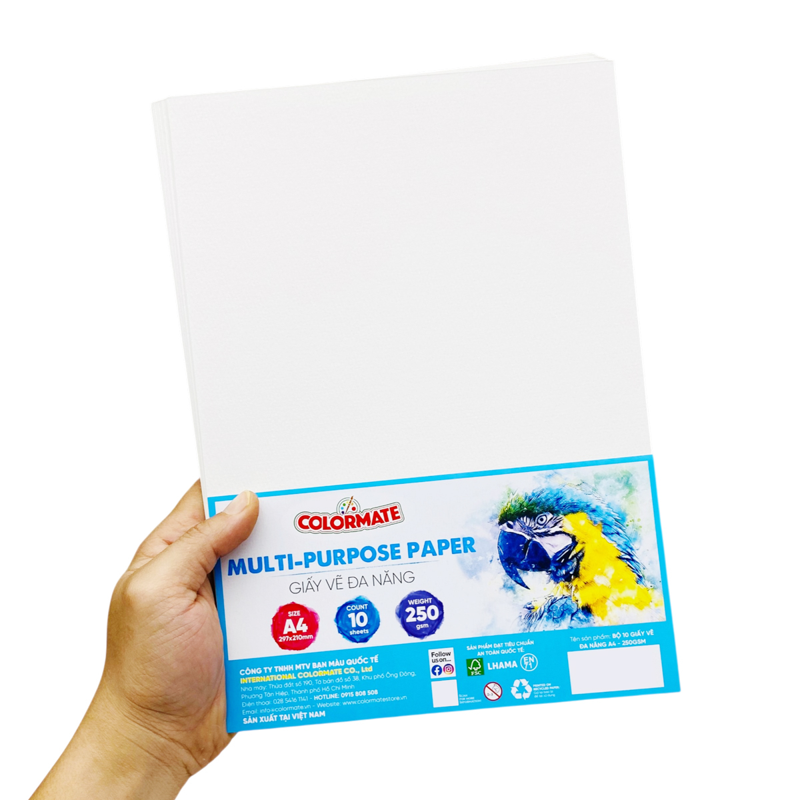 Colormate - Giấy Vẽ Đa Năng A4 250gsm (10Tờ/Xấp)