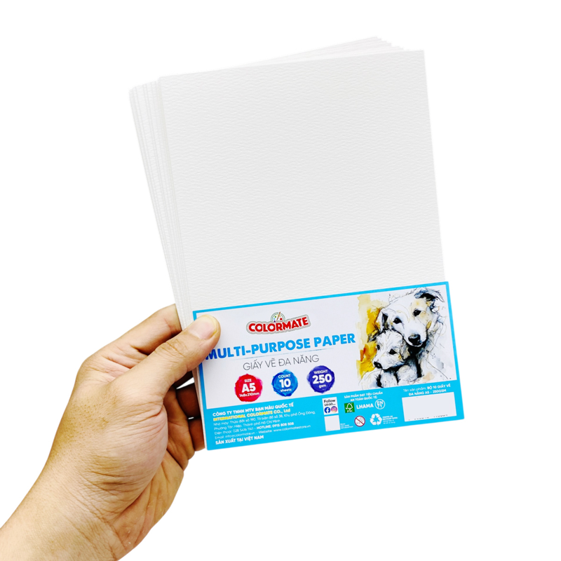 Colormate - Giấy Vẽ Đa Năng A5 250gsm (10 Tờ/Xấp)