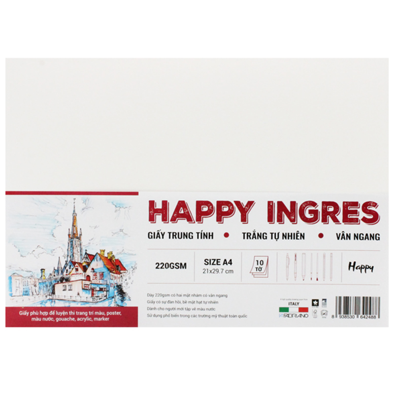 Giấy Vẽ Happy Ingres 220gms A4 10s HA220A4