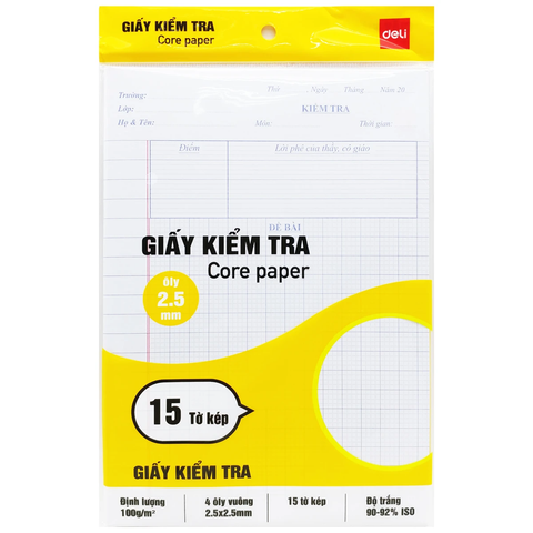 Giấy Kiểm Tra 4 Ôly 170*240 2 Màu Cn601(5T/X) (0639-Deli) - 15 Tờ Kép