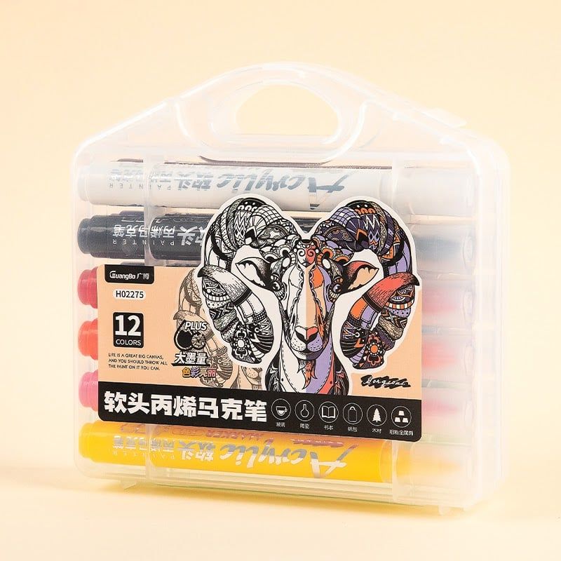 Guangbo - Viết Acrylic Marker 1 Đầu H02275-1 12 Màu