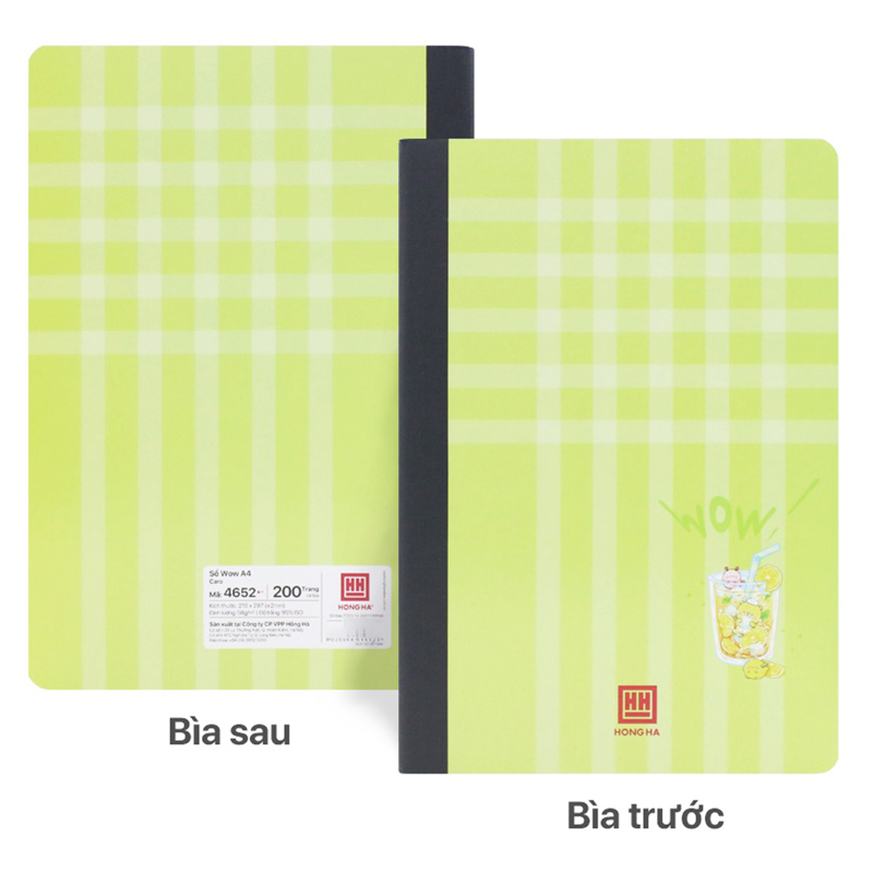 Hồng Hà - Sổ Bìa Bồi Wow A4 200Tr 58Gsm Caro 4652