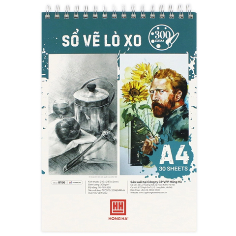 Hồng Hà - Sổ Vẽ Lò Xo 30 Tờ A4 300gsm 8156