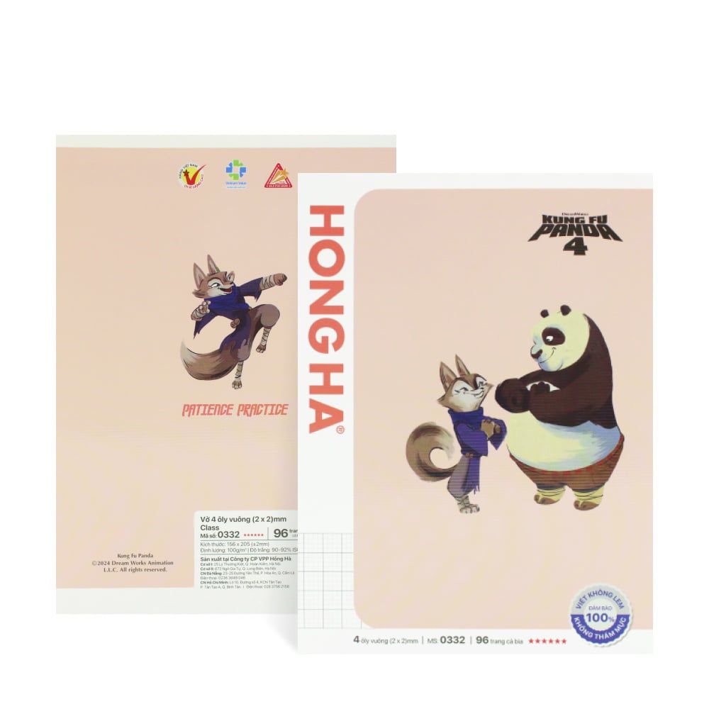 Tập Class 200tr Hồng Hà - Kungfu Panda A5 DL60gsm 4oly (Giao mẫu ngẫu nhiên)