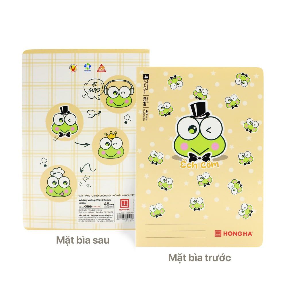Tập School 48tr Hồng Hà - Ếch Cốm B5 DL100gsm 4oly (Giao mẫu ngẫu nhiên)