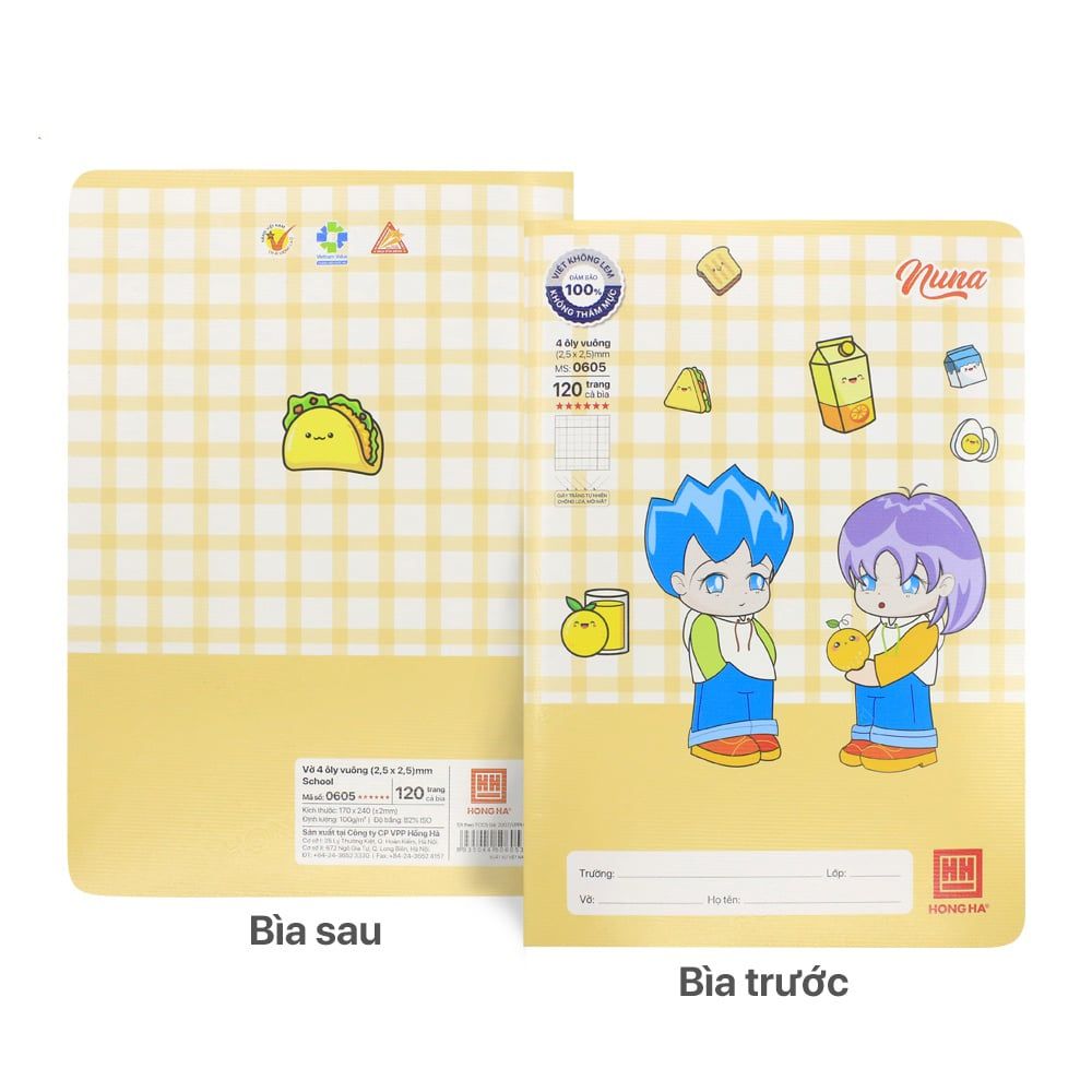 Tập School 120tr Hồng Hà – Nuna B5 DL100gsm 4oly (Giao mẫu ngẫu nhiên)