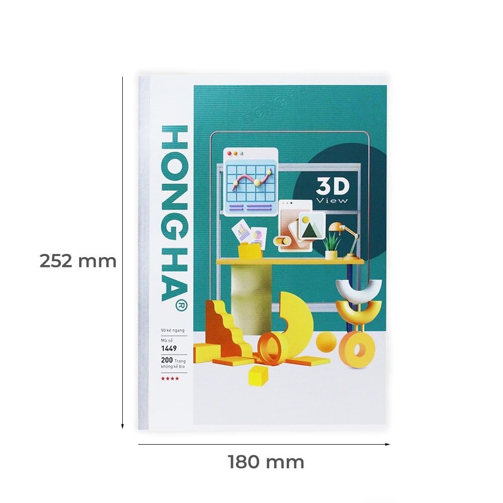 Tập Study 200tr Hồng Hà – 3D B5 DL70gsm Kẻ Ngang (Giao mẫu ngẫu nhiên)