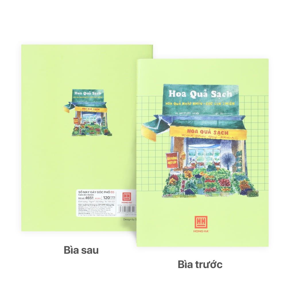 Tập Sinh Viên 120tr Hồng Hà – Sổ May Gáy Góc Phố B5 DL70gsm Caro 4651 (Giao mẫu ngẫu nhiên)