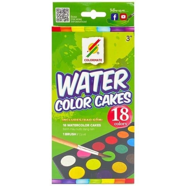 Bánh Màu Nước Dạng Nén 18 màu