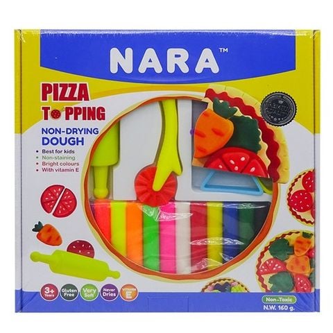 Bột Nặn Hình NARA 12 Màu 160g + Khuôn Hình NDD-PIZZA