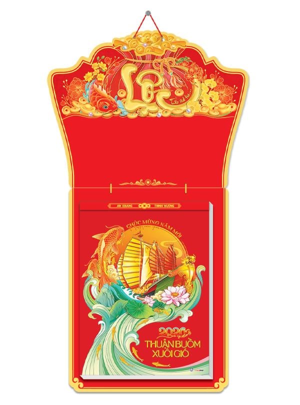 2026-HN05 BLOC CD THUẬN BUỒM XUÔI GIÓ CHỮ LỘC VÀNG 25*35 (HOA NIÊN)