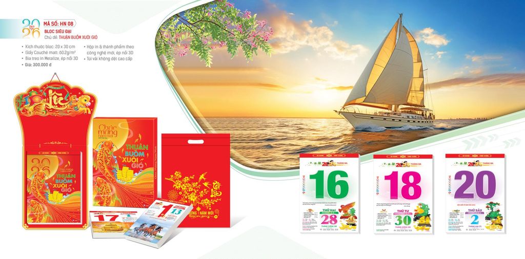 2026-HN08 BLOC SD THUẬN BUỒM XUÔI GIÓ 20*30 (HOA NIÊN)