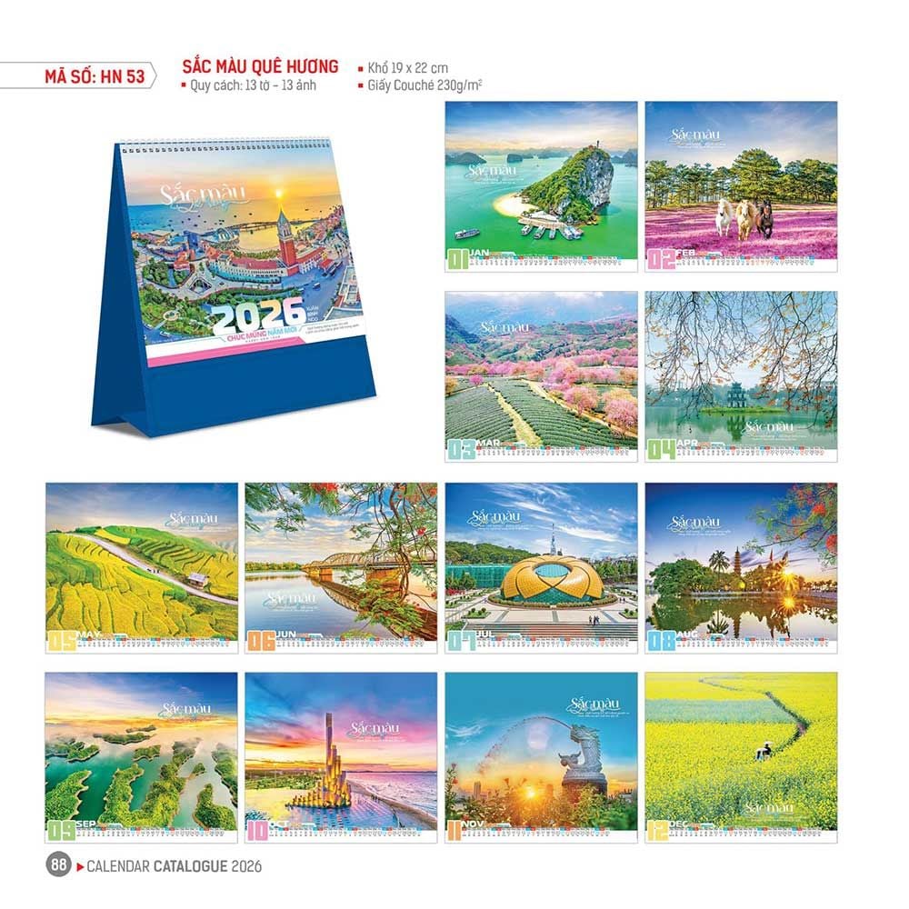 Lịch Hoa Niên 2026 - Lịch Bàn Chữ A 19x22