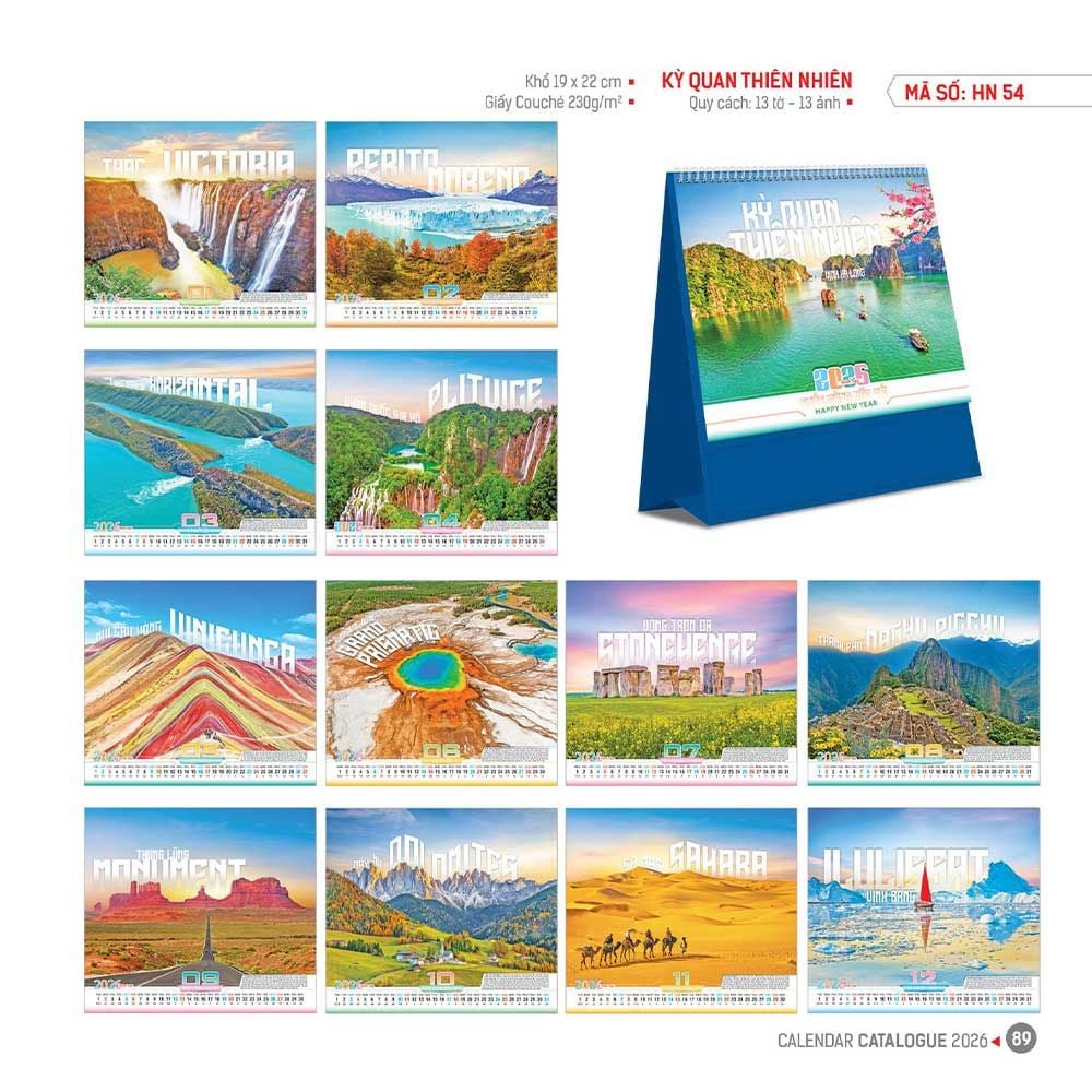 Lịch Hoa Niên 2026 - Lịch Bàn Chữ A 19x22