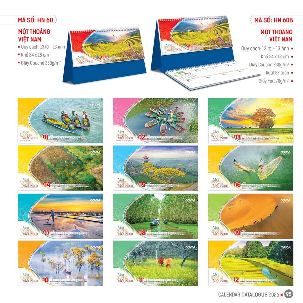 Lịch Hoa Niên 2026 - Lịch Bàn Chữ A 24x18 Không Note