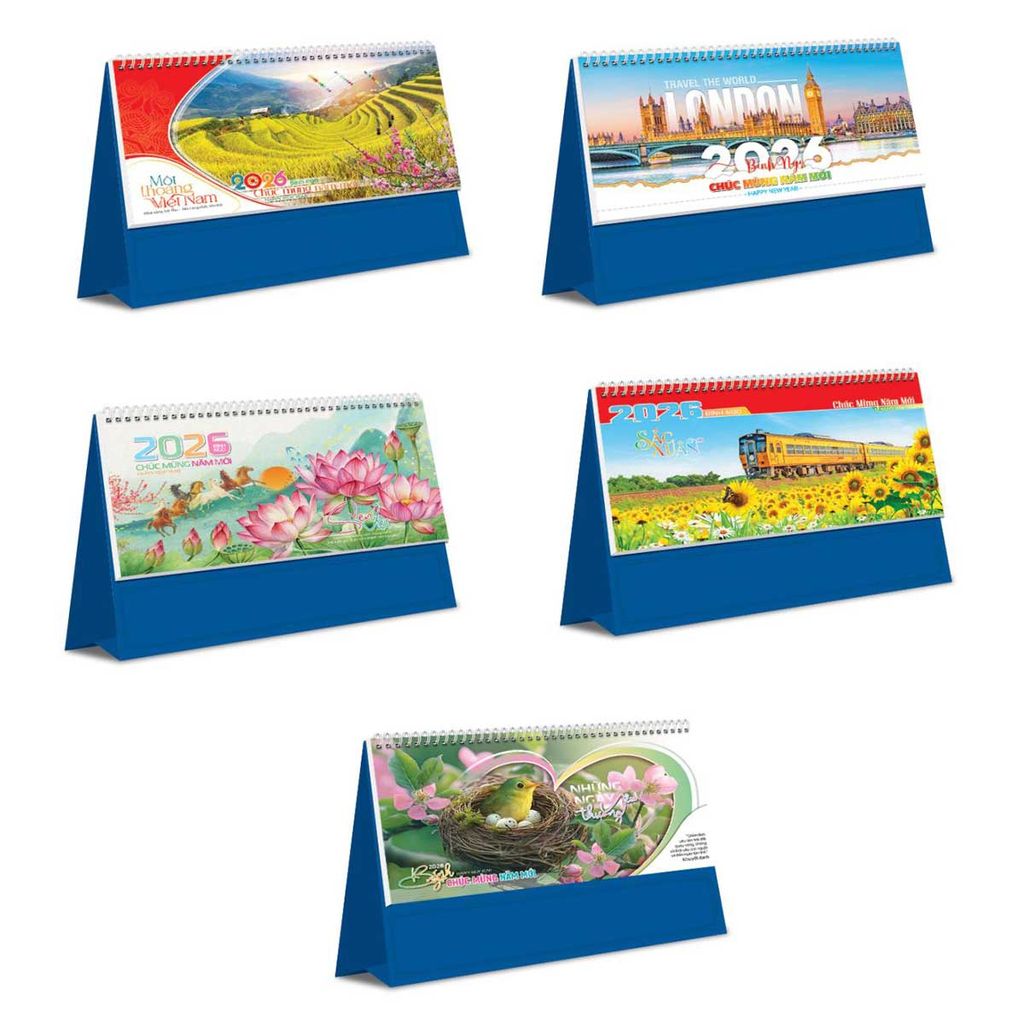 Lịch Hoa Niên 2026 - Lịch Bàn Chữ A 24x18 Không Note