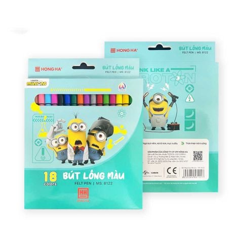 Hồng Hà - Hộp 18 Bút Lông Màu Minions 8122