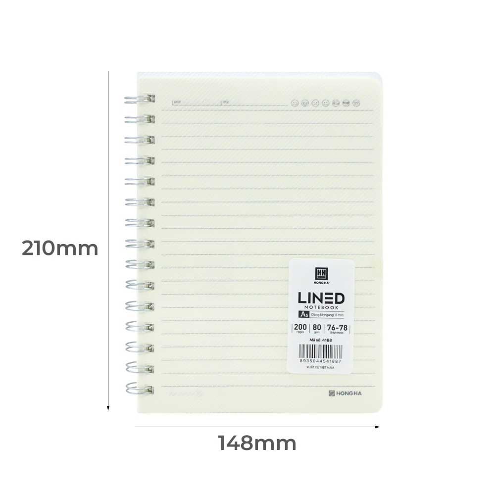 Hồng Hà Sổ Lò Xo Bìa Nhựa Trong B5, 200tr, ĐL: 80/76-78 (Kẻ Ngang)