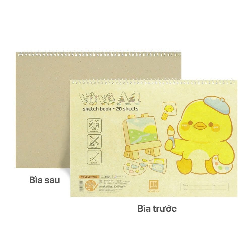Hồng Hà - Vở Vẽ Lò Xo Vintage 20 Tờ A4 Đl: 100/ 76 - 78%ISO 8154