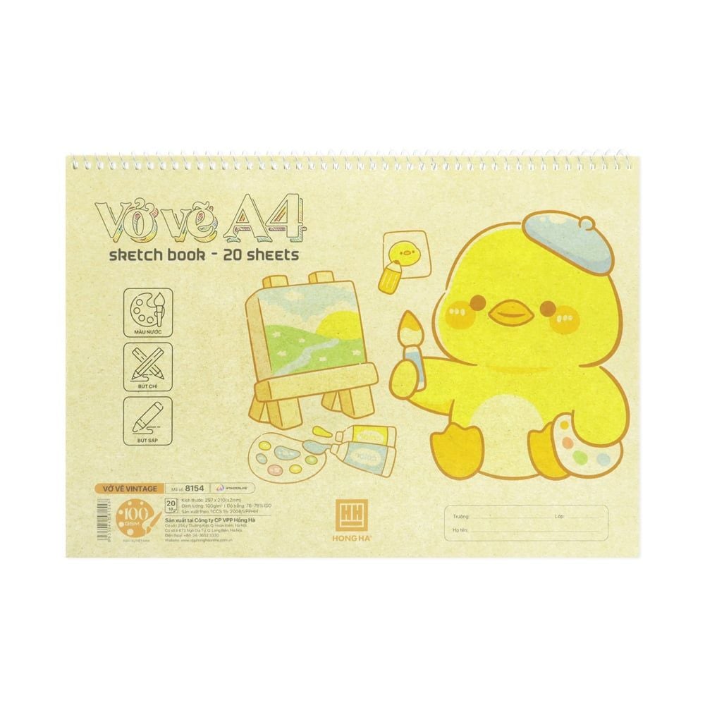 Hồng Hà - Vở Vẽ Lò Xo Vintage 20 Tờ A4 Đl: 100/ 76 - 78%ISO 8154