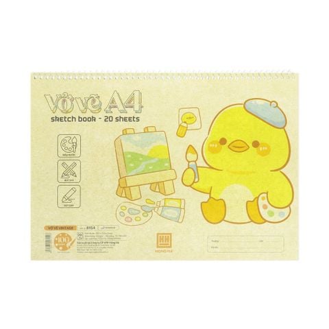 Hồng Hà - Vở Vẽ Lò Xo Vintage 20 Tờ A4 Đl: 100/ 76 - 78%ISO 8154