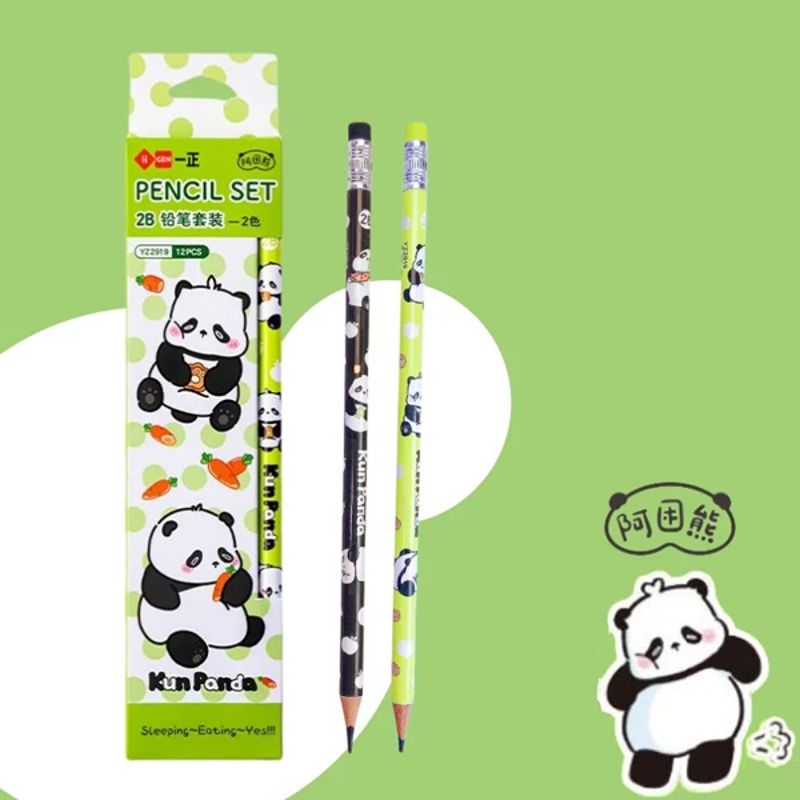 Iigen - Hộp 12 Cây Viết Chì Gỗ Panda IG2919