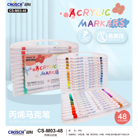 Chosch - Hộp 48 Cây Viết Màu Vẽ Acrylic CS-M03-48