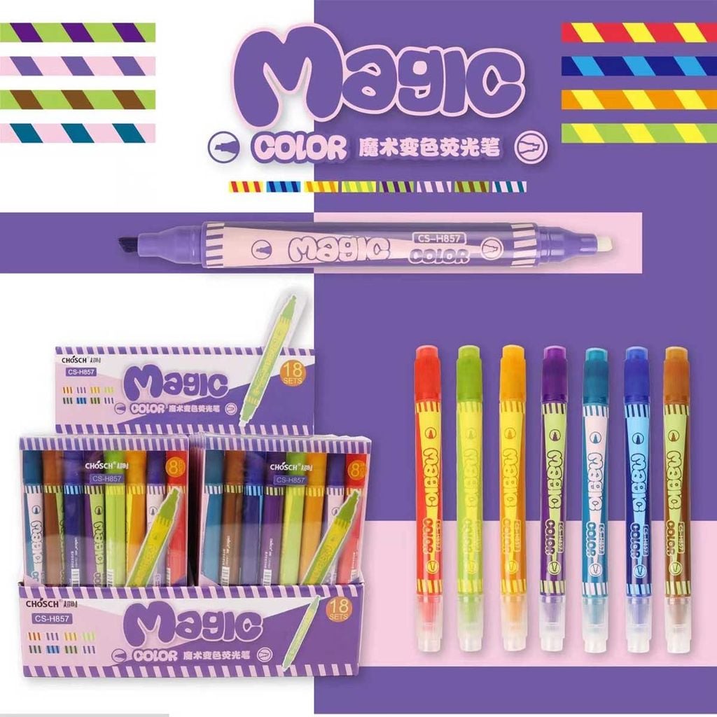 Chosch - Hộp 8 Cây Bút Highlight 2 Đầu CS-H857-8