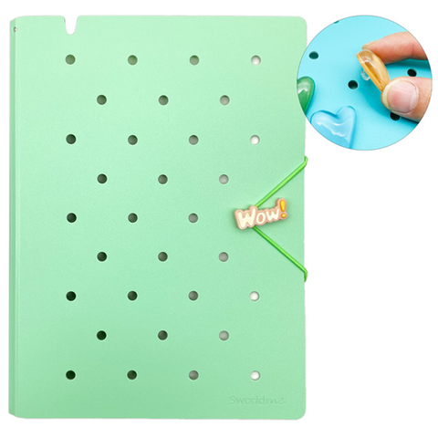 Sworld - Sổ Còng Trang Trí  A5 Bìa Cứng 6 Lỗ Charm Dây Tone Pastel - Green