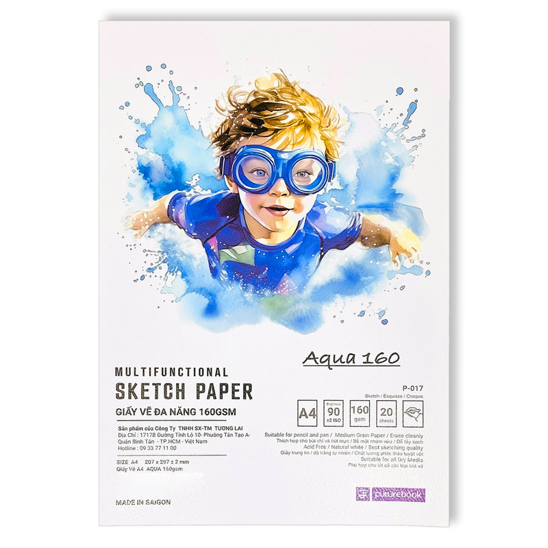 Future - Giấy Vẽ Chuyên Dụng A4 Đl160Gsm Aqua P-017 (Xấp 20 tờ) (Giao mẫu ngẫu nhiên)