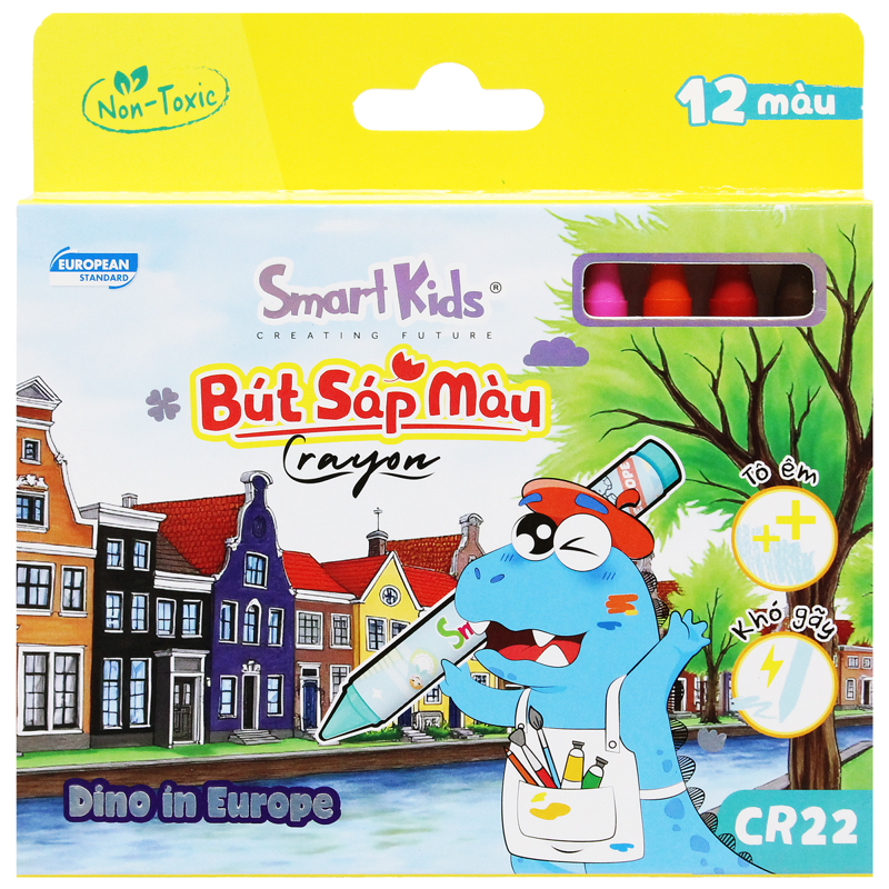 Smartkids - Hộp 12 Sáp Màu Dino In Europe CR22