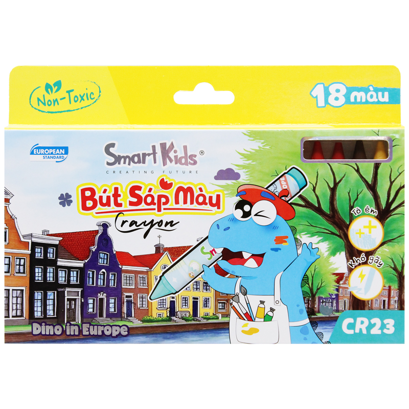 Smartkids - Sáp Màu Dino In Europe CR23 (Hộp 18 Màu)