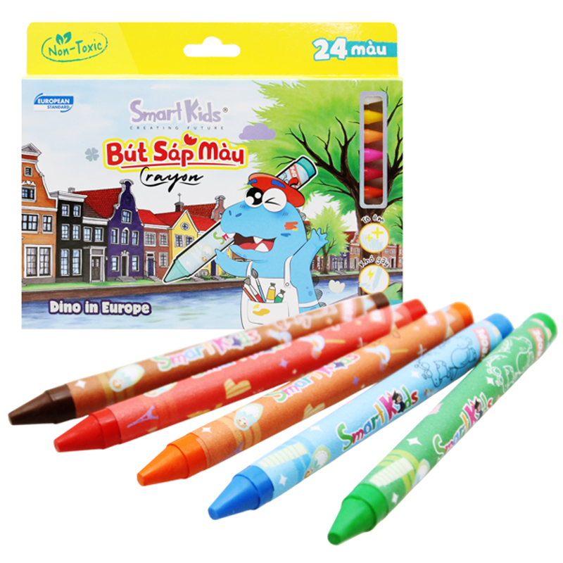 Smartkids - Hộp 24 Sáp Màu Dino In Europe CR24