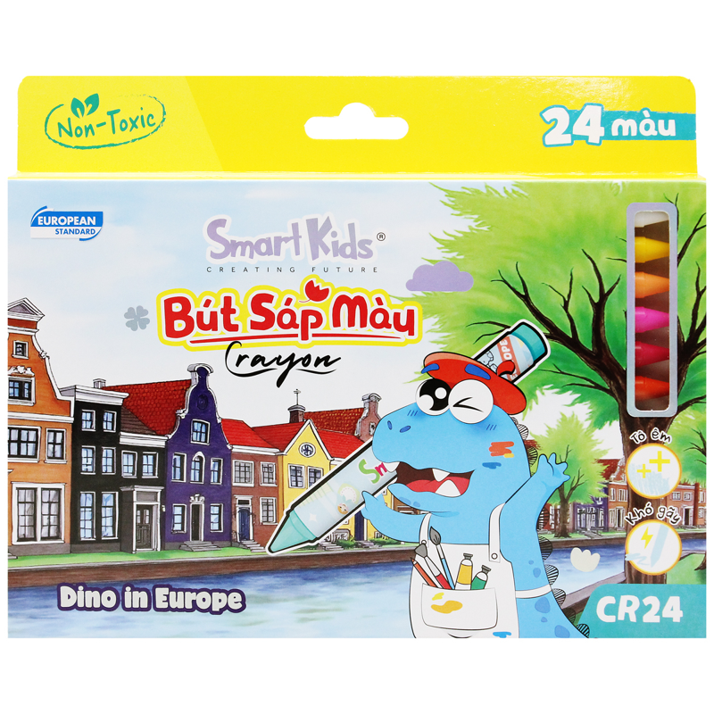 Smartkids - Hộp 24 Sáp Màu Dino In Europe CR24