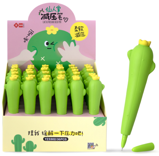 Viết Gel Squishy Đen 0.5Mm Xương Rồng Yz5502 H/36 (Thnk071)