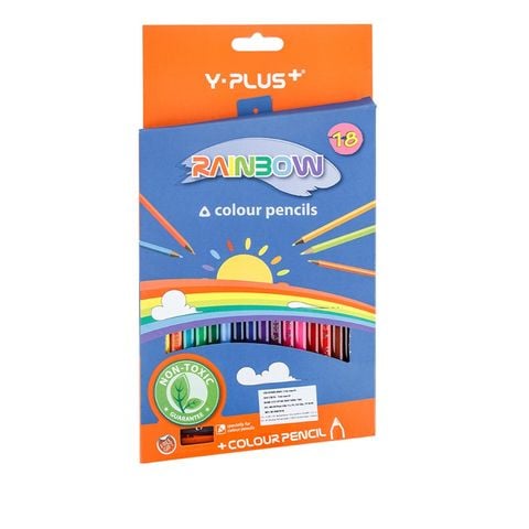 Bút Chì Màu Gỗ RAINBOW 18 Màu, Có Chuốt - Y PLUS+ PC110440_RB