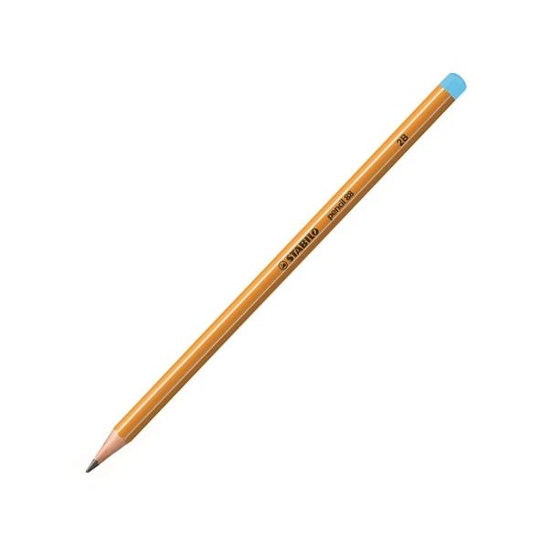 STABILO-VIẾT CHÌ GỖ PENCIL 88 2B, SỌC CAM TRẮNG ĐẦU XANH TRỜI(THCK0640)