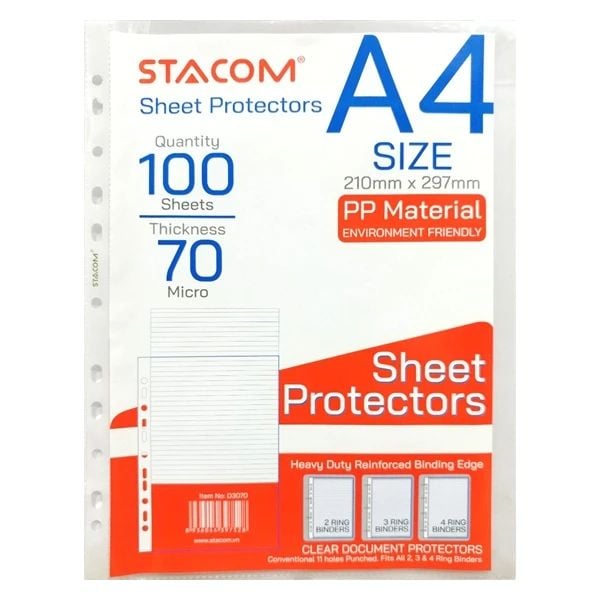 STACOM- BÌA LÁ A4 11 LỖ DÀY 0.07MM D3070(5390-ST)
