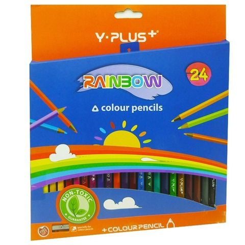 Bộ Bút Chì Màu Gỗ RainBow 24 Màu Có Chuốt - Y PLUS+ PC110412_RB