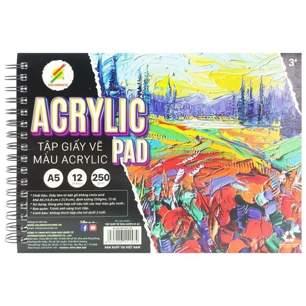 TẬP GIẤY VẼ ACRYLIC KHỔ A5(0170-BMQT)