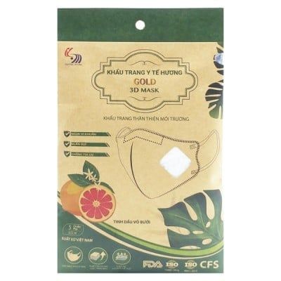Khẩu Trang Y Tế 3D Cao Cấp Hương Vỏ Bưởi Túi 5 Cái Size M